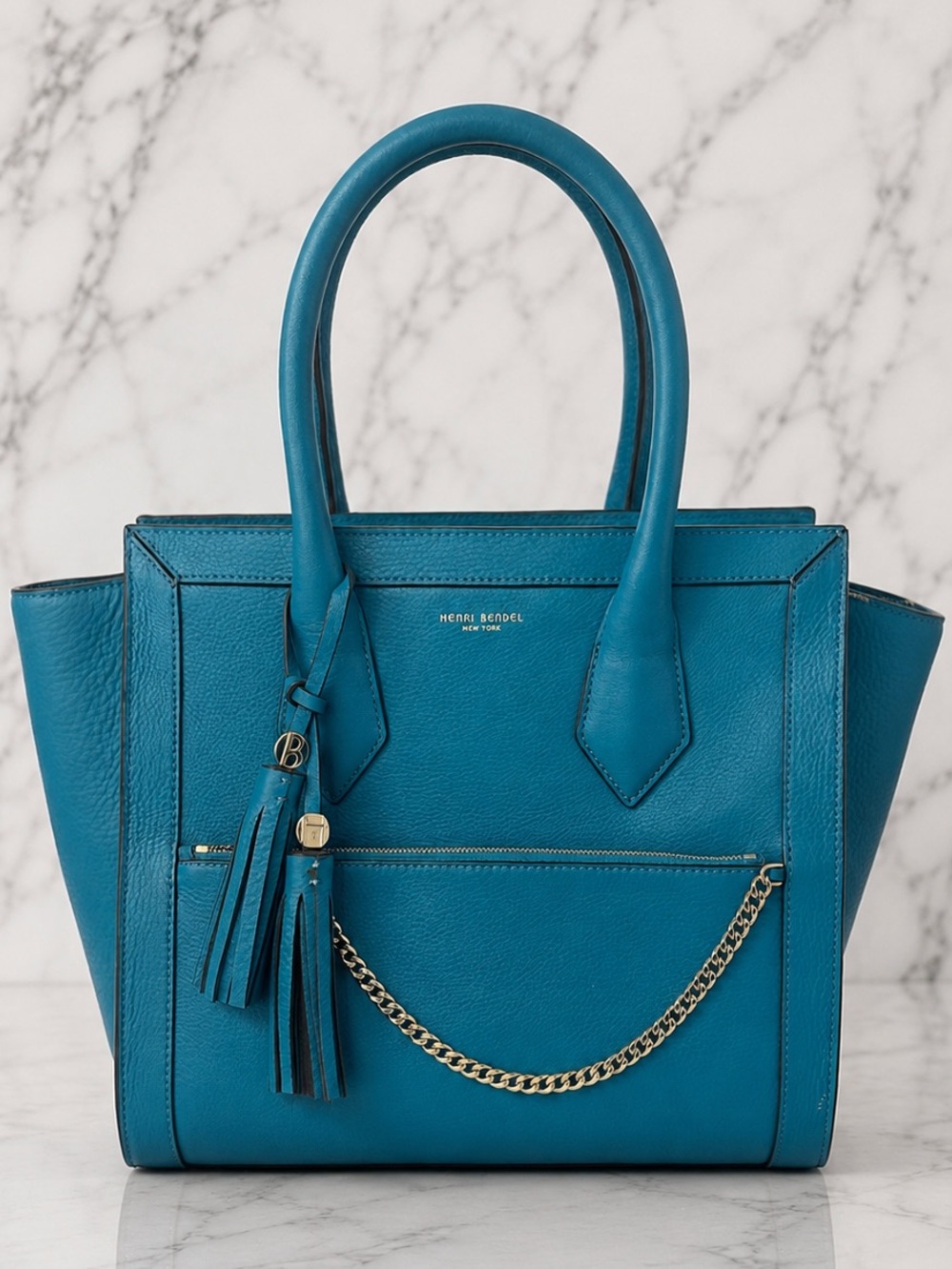 Henri Bendel Teal Rivington Satchel Handbag
